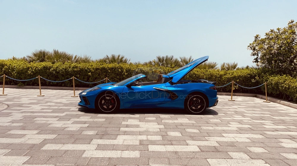 Blue Chevrolet Corvette Grand Sport C8 2021 for rent in Abu Dhabi 2